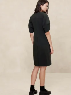 Lantern-Sleeve Knee-Length Dress