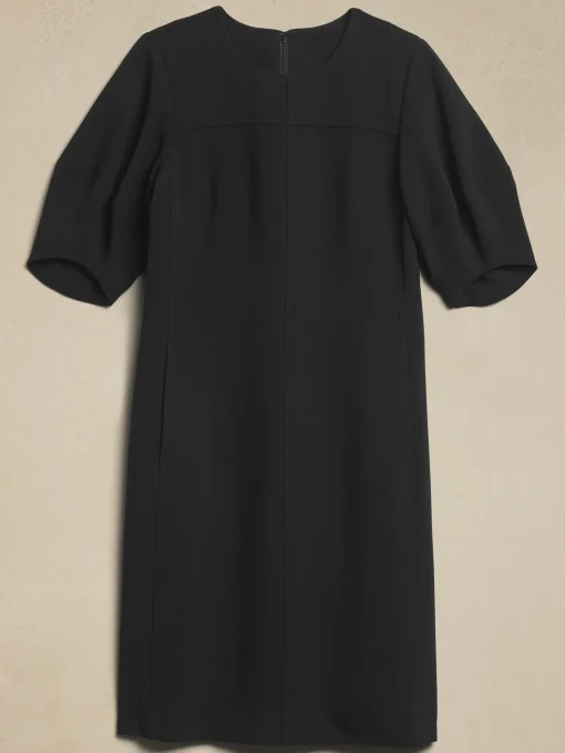 Lantern-Sleeve Knee-Length Dress
