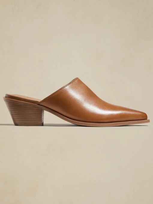 Leather Heeled Mule