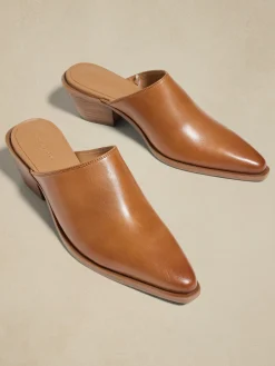 Leather Heeled Mule