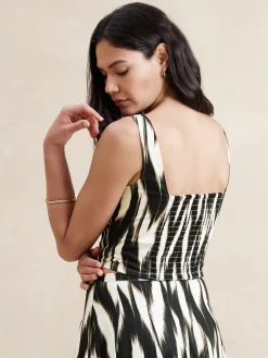 Linen-Blend Cropped Bustier