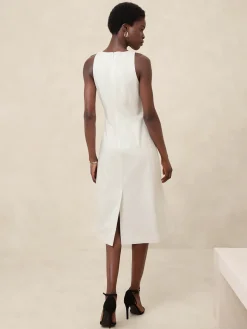Linen-Blend Midi Dress
