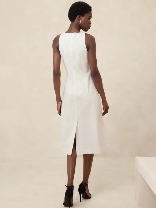 Linen-Blend Midi Dress