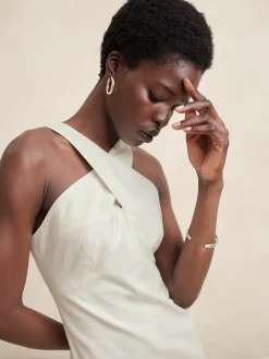 Linen-Blend Midi Dress