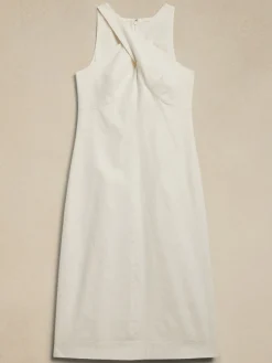 Linen-Blend Midi Dress
