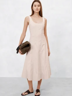 Linen-Blend Midi Dress