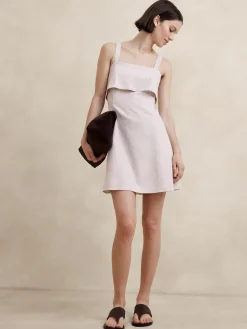 Linen-Blend Mini Dress