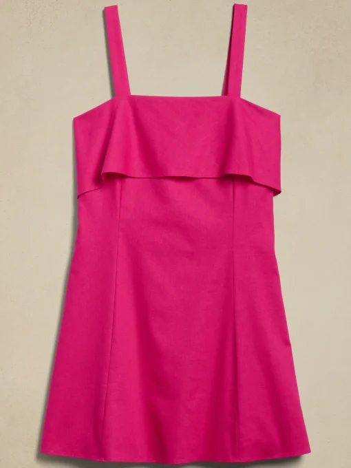 Linen-Blend Mini Dress