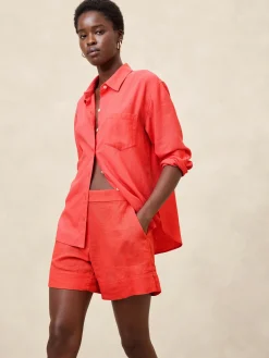 Linen-Blend Pull-On Short