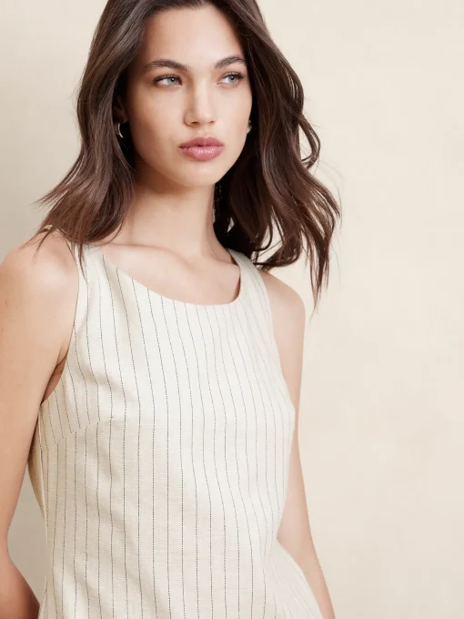 Linen-Blend Sheath Mini Dress