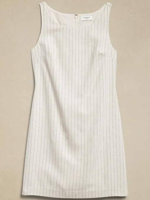 Linen-Blend Sheath Mini Dress
