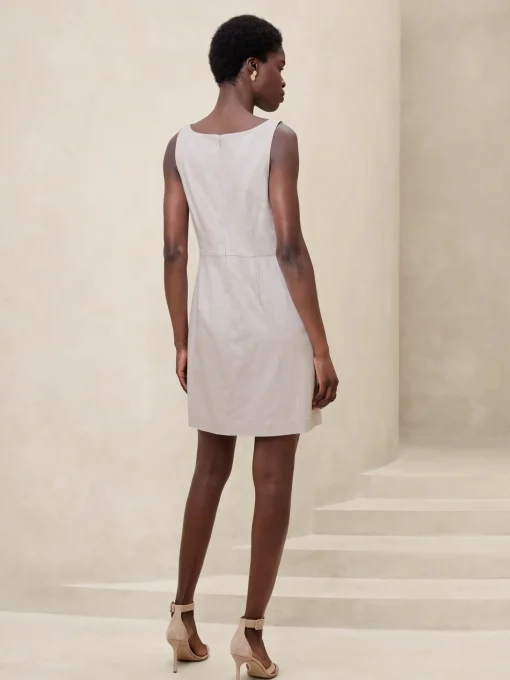 Linen-Blend Sheath Mini Dress