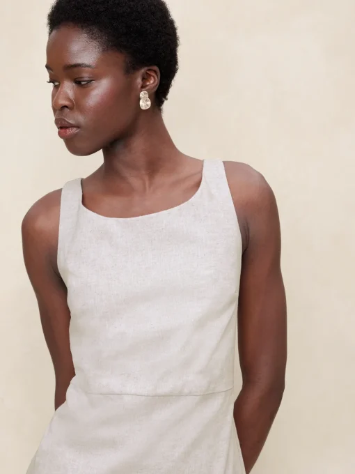 Linen-Blend Sheath Mini Dress