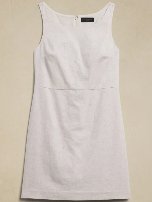 Linen-Blend Sheath Mini Dress
