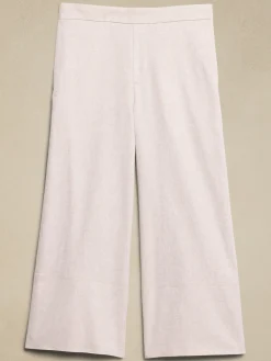 Linen-Blend Wide-Leg Cropped Pull-On Pant
