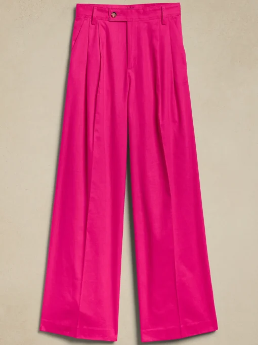 Linen-Blend Wide-Leg Pleated Trouser