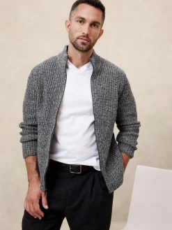 Marled Zipper Sweater Jacket