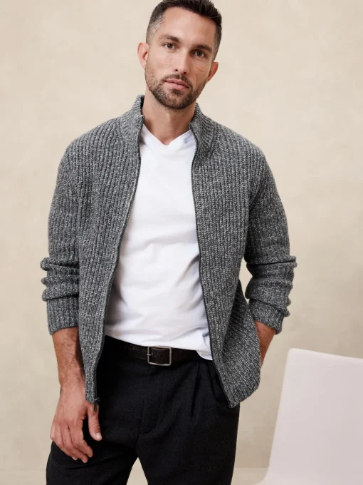 Marled Zipper Sweater Jacket