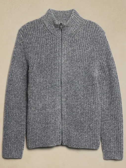 Marled Zipper Sweater Jacket