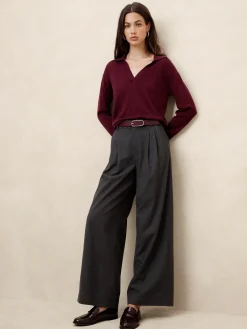Merino Wool Johnny-Collar Sweater