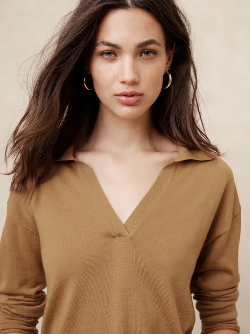 Merino Wool Johnny-Collar Sweater