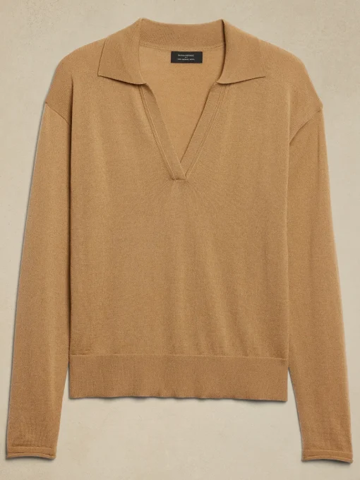 Merino Wool Johnny-Collar Sweater