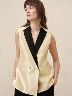 Metallic Twill Suiting Vest