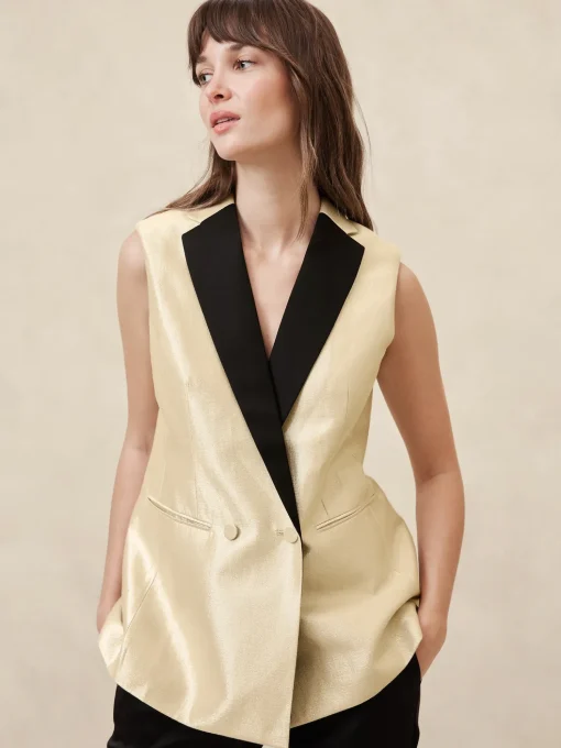 Metallic Twill Suiting Vest
