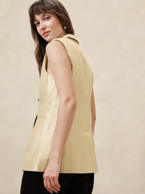 Metallic Twill Suiting Vest