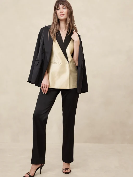 Metallic Twill Suiting Vest