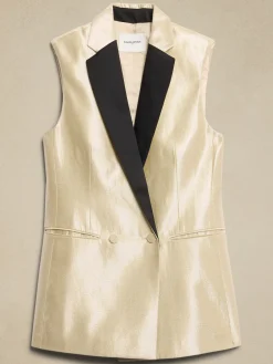 Metallic Twill Suiting Vest
