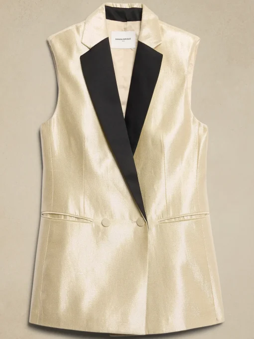 Metallic Twill Suiting Vest