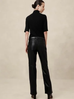 Mid-Rise Bootcut Vegan Leather Pant