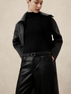 Mid-Rise Bootcut Vegan Leather Pant