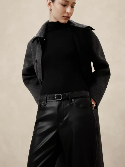 Mid-Rise Bootcut Vegan Leather Pant