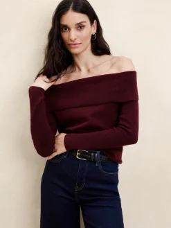 Off -The-Shoulder Pullover Sweater