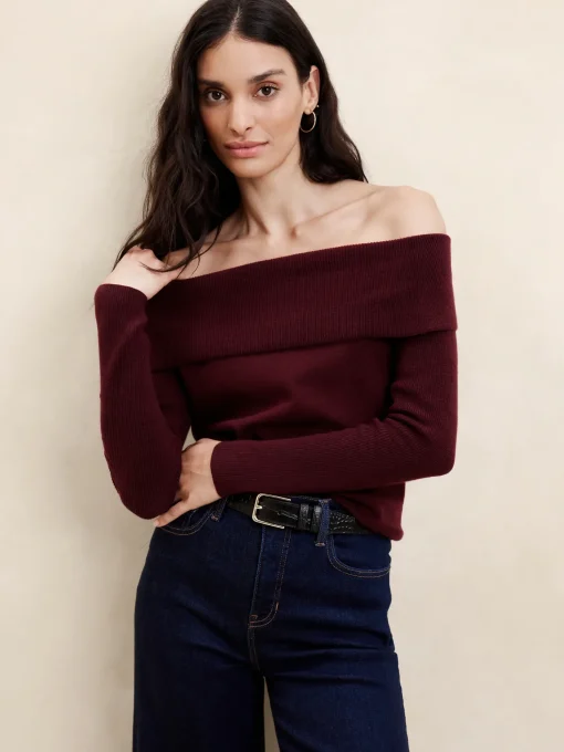 Off -The-Shoulder Pullover Sweater