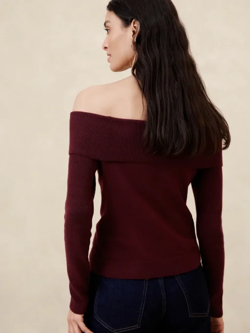 Off -The-Shoulder Pullover Sweater