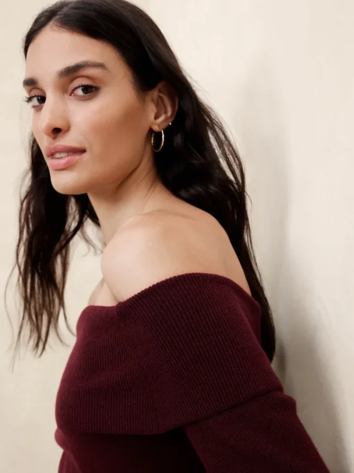 Off -The-Shoulder Pullover Sweater