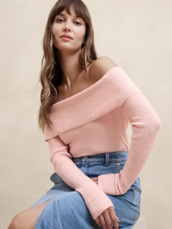 Off -The-Shoulder Pullover Sweater