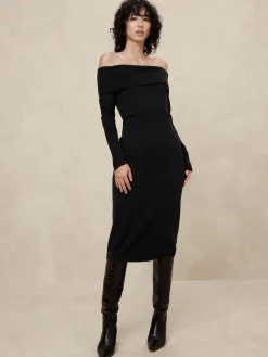 Off-Shoulder Midi Sweater Dress