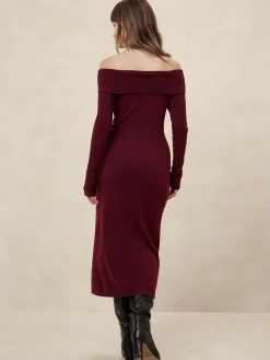 Off-Shoulder Midi Sweater Dress
