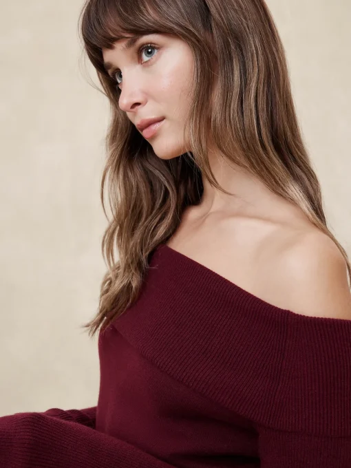 Off-Shoulder Midi Sweater Dress