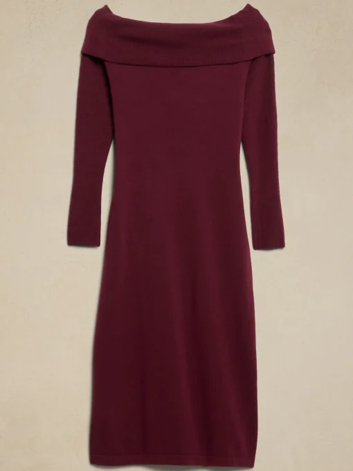 Off-Shoulder Midi Sweater Dress