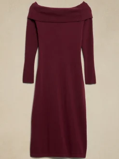 Off-Shoulder Midi Sweater Dress