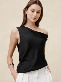 Off-Shoulder Satin Blouse