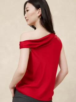 Off-Shoulder Satin Blouse