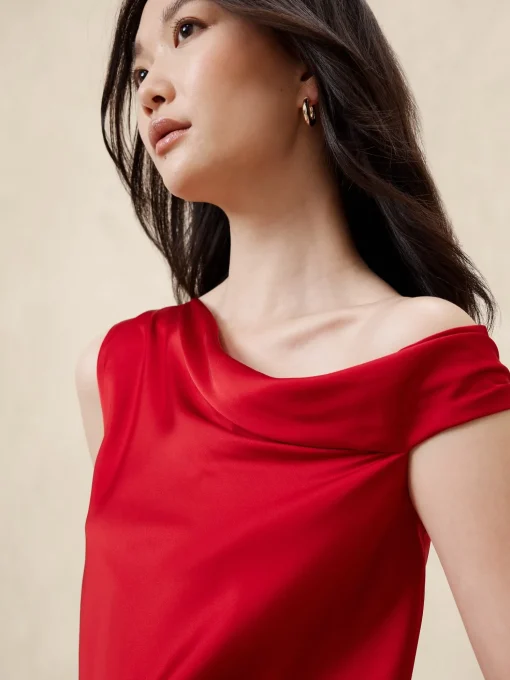 Off-Shoulder Satin Blouse