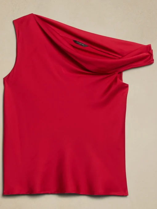 Off-Shoulder Satin Blouse