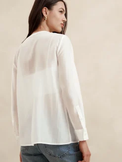 Pintuck Organza Blouse